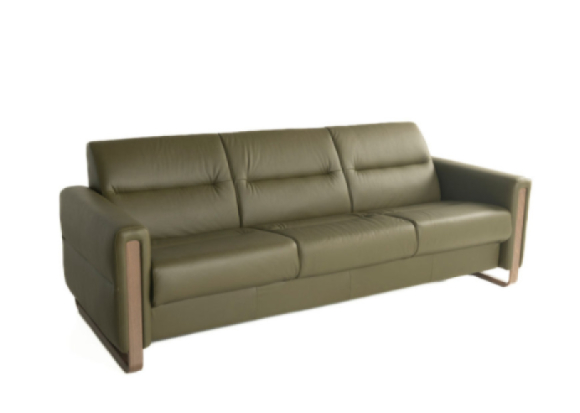 Fiona Leather Sofa Paloma Dark Olive Stressless Edmonton custom front