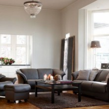 Manhattan Leather Sofa Paloma Chocolate Stressless Edmonton room