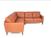 Evan Leather Sectional Burnt Orange Italian custom side