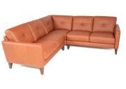 Evan Leather Sectional Burnt Orange Italian custom front