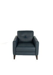 Evan Leather Chair Navy front