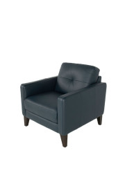 Evan Leather Chair Navy side