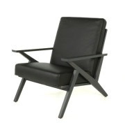 Tribeca Leather Arm Chair Brushwork Peppercorn Made in Canada Edmonton maple custom side