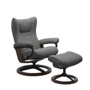 Wing Small Signature Recliner Stressless Edmonton Paloma Neutral Grey front