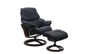 Reno Medium Signature Recliner Stressless Edmonton Paloma Shadow Blue front