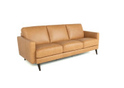 Tom Leather Sofa Edmonton Italian made Puccini Fawn custom side