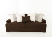 Avalon Fabric Sofa Edmonton Jonathan Louis custom Caprice Java pillows