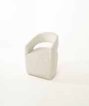 Lille Fabric Dining Chair Merino Pearl Edmonton castors front